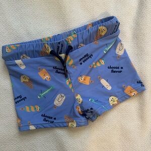 Kids Blue Ice Cream Print Euro Swim Trunks